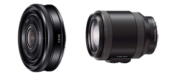 Sony E Mount 20mm pancake et 18-200 stab